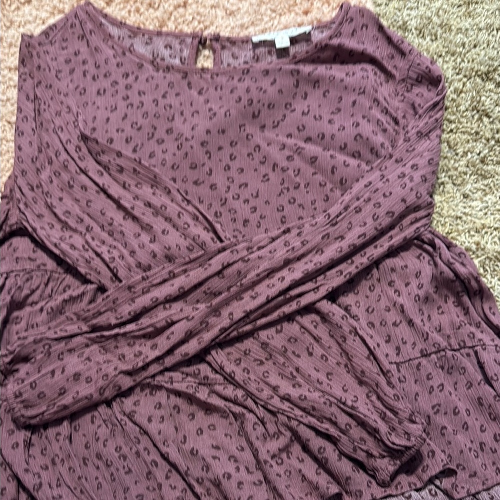 Hippie Rose Purple Long Sleeve Ruffled Blouse